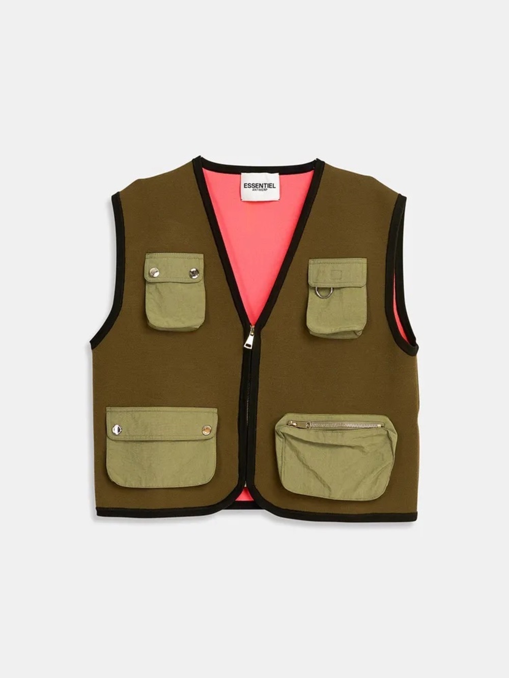 NEW Essentiel Antwerp Khaki Sleeveless Knit Jacket Vest